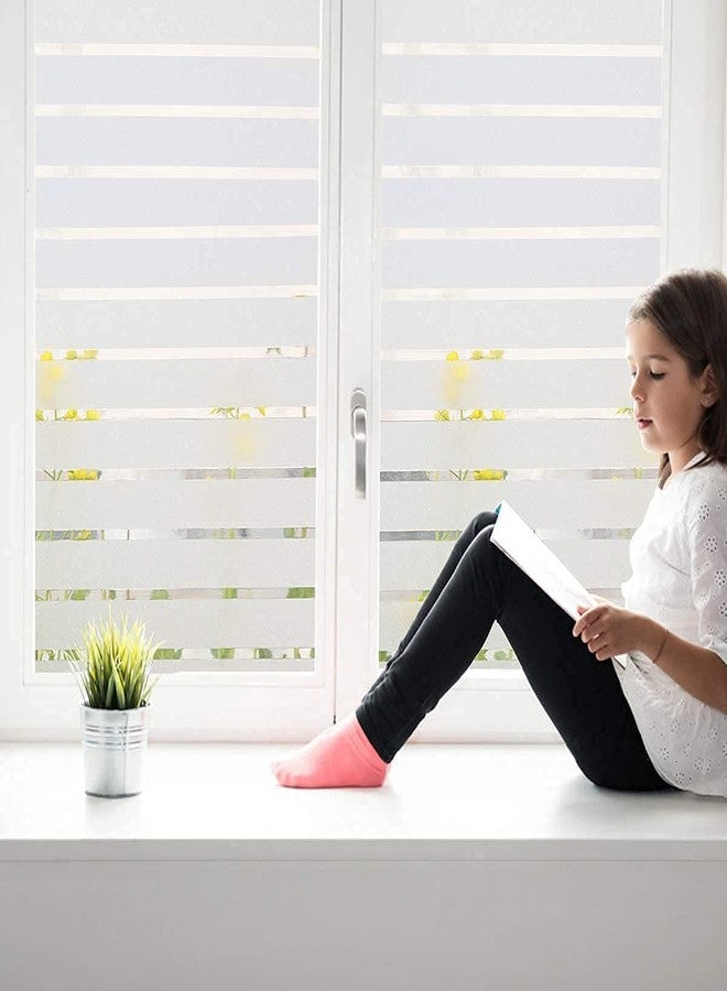 SUNBIRD Windows Glass Fim Glass & Doors, Self Static Cling Frosting Decorative Window Stickers Window Tinting For Home Bathroom (24 X 120 Inch, Stripes Film) Black - Image 2